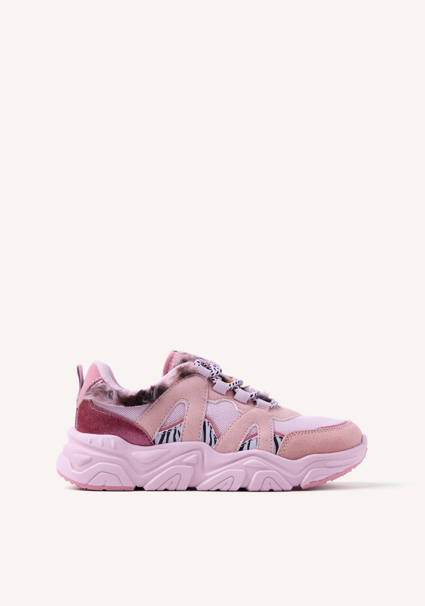 FUR LEATHER SNEAKERS REDBY