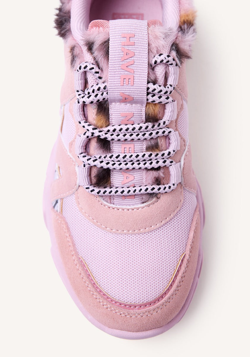 FUR LEATHER SNEAKERS REDBY