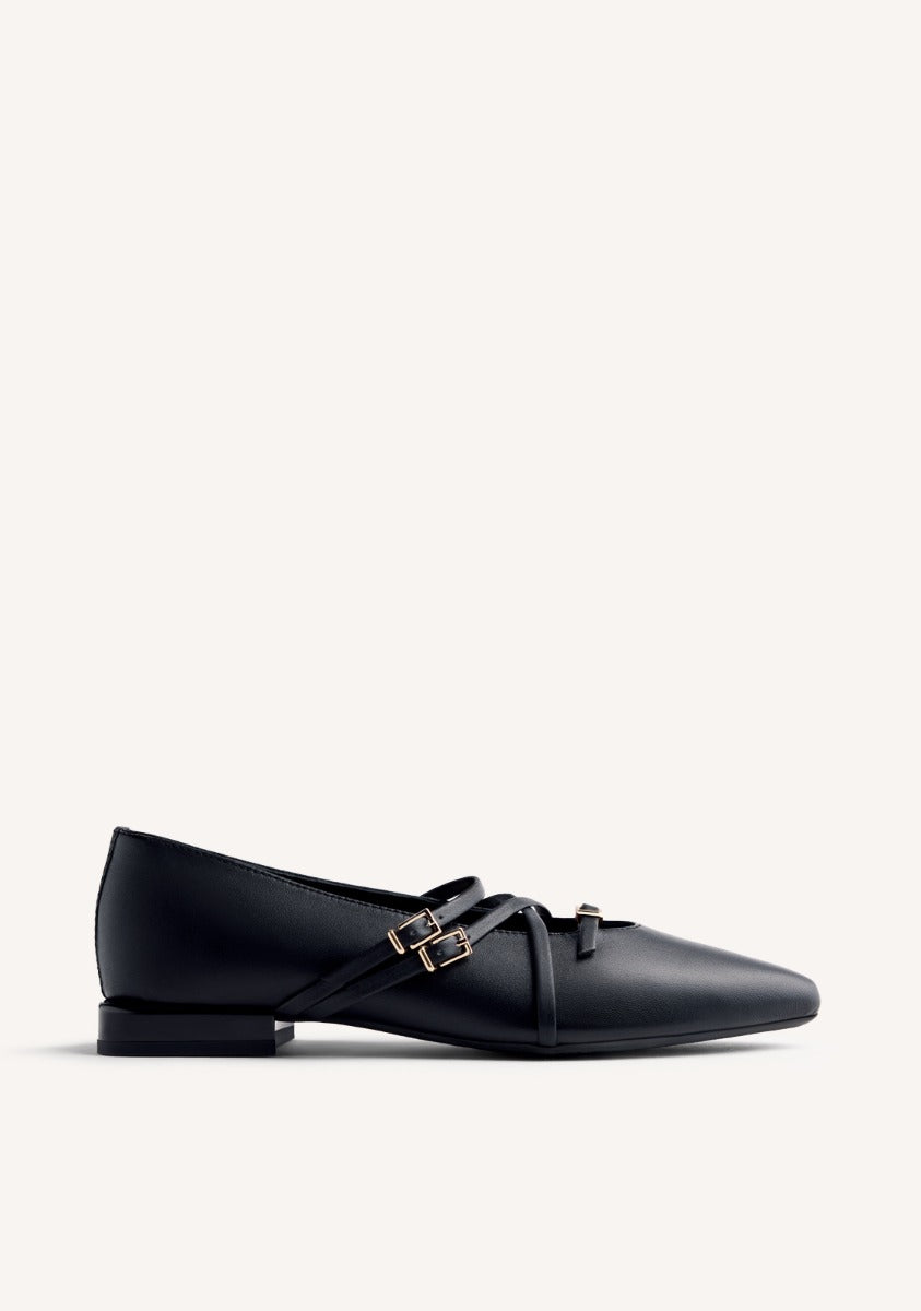 STRAPPY LEATHER BALLET FLATS HOKAH
