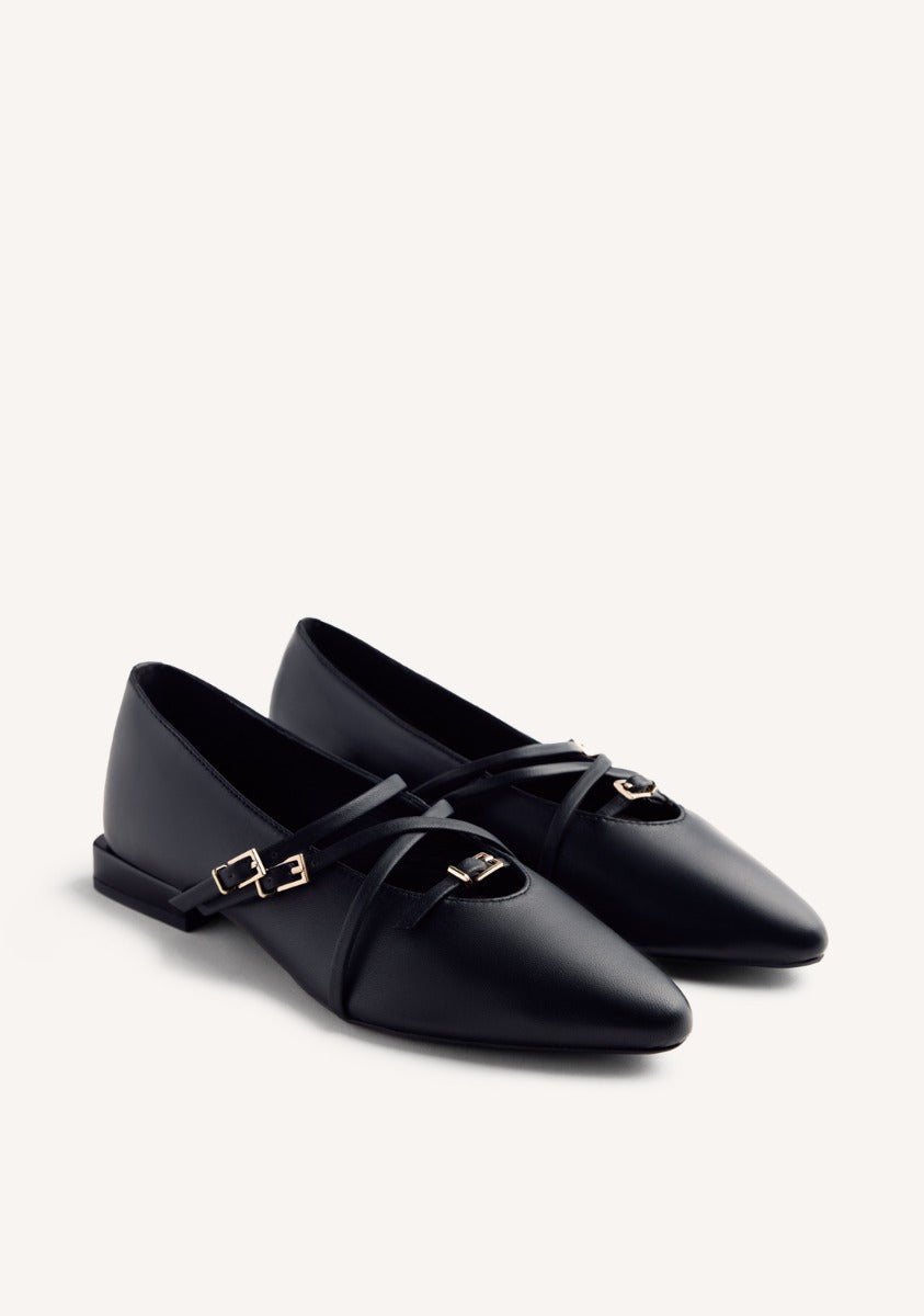 STRAPPY LEATHER BALLET FLATS HOKAH