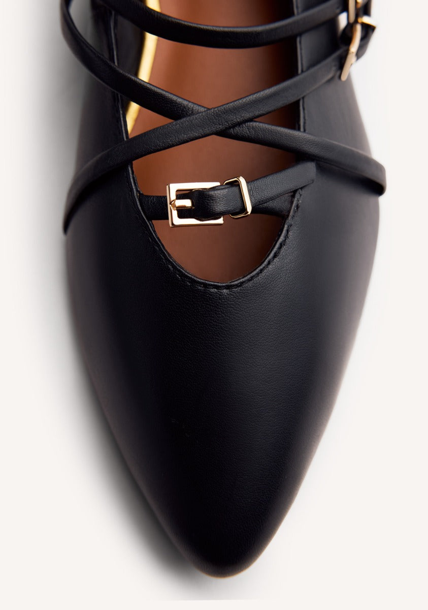 STRAPPY LEATHER BALLET FLATS HOKAH