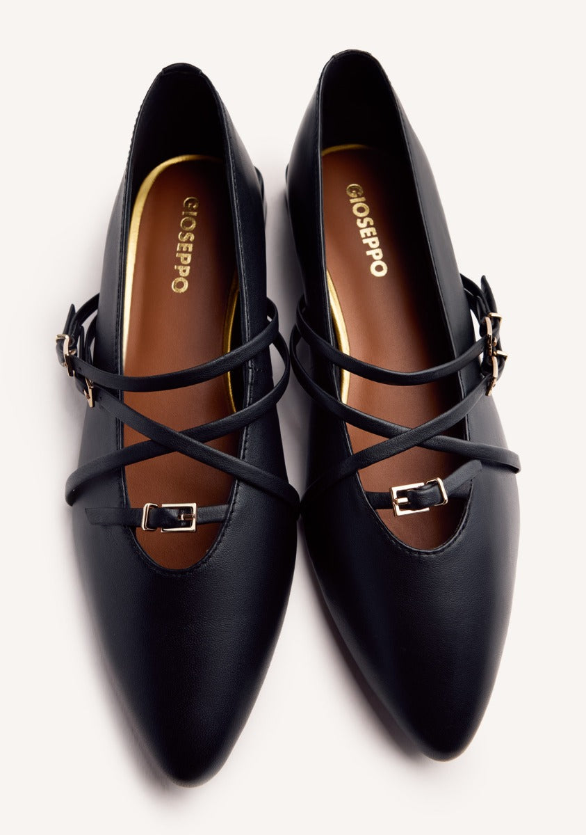 STRAPPY LEATHER BALLET FLATS HOKAH