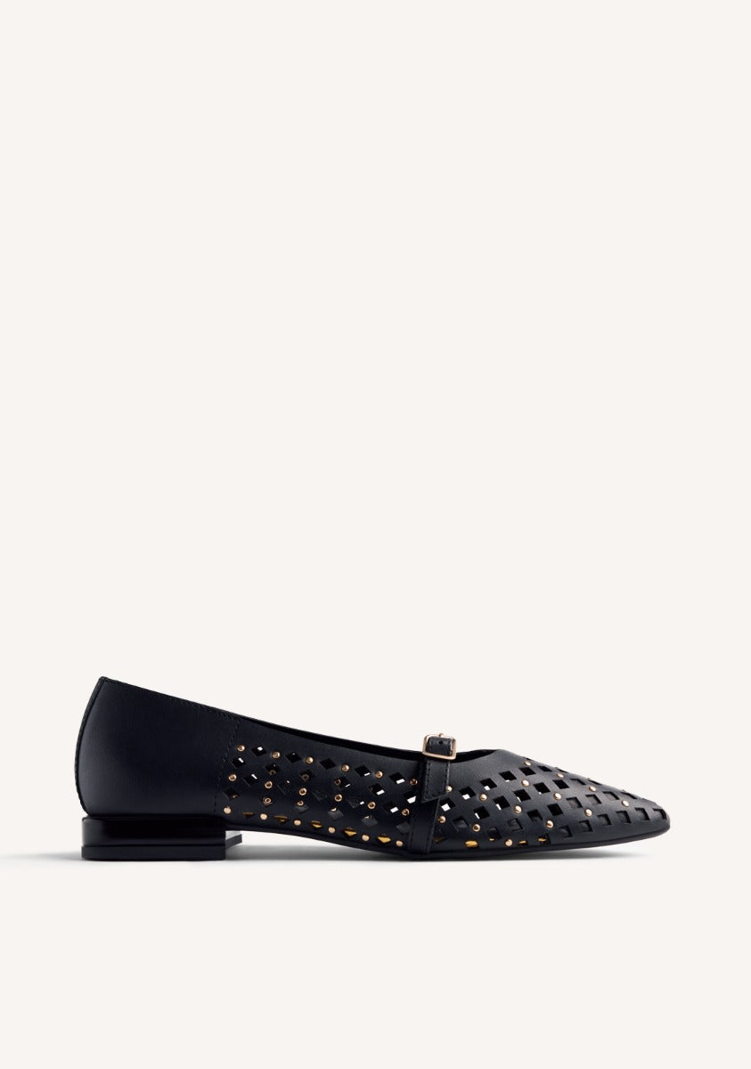 STUDDED LEATHER BALLET FLATS NESSEN