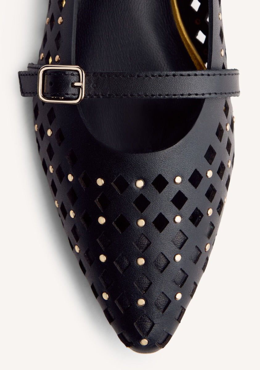 STUDDED LEATHER BALLET FLATS NESSEN