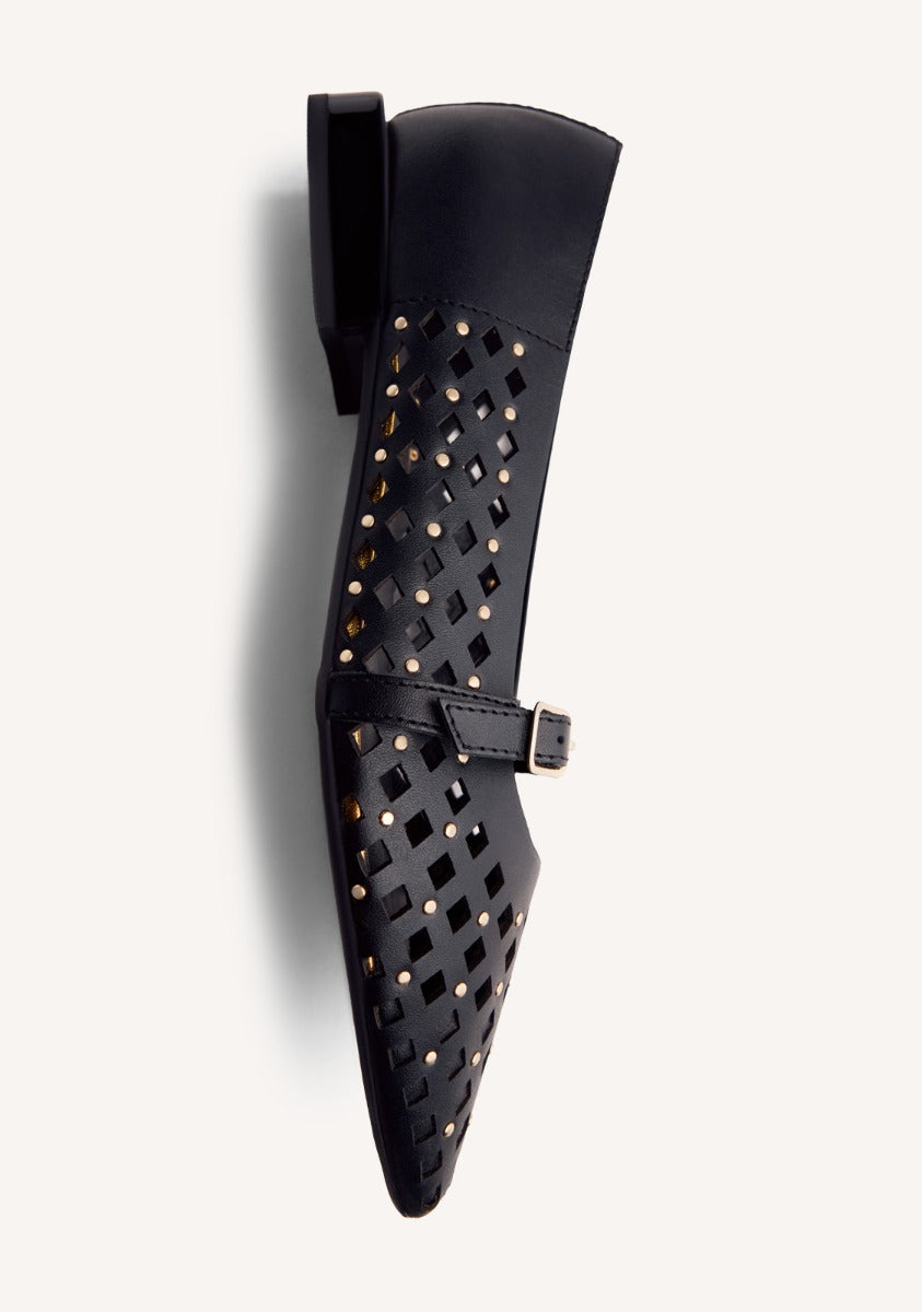 STUDDED LEATHER BALLET FLATS NESSEN