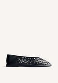 STUDDED OPENWORK LEATHER BALLET FLATS GIBBON