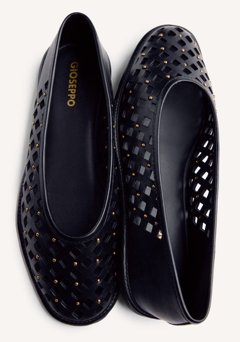 STUDDED OPENWORK LEATHER BALLET FLATS GIBBON