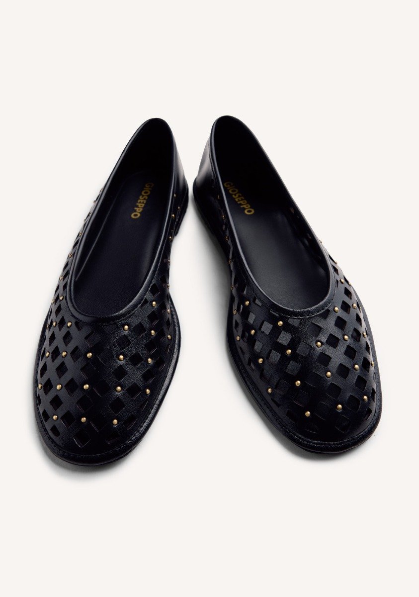 STUDDED OPENWORK LEATHER BALLET FLATS GIBBON