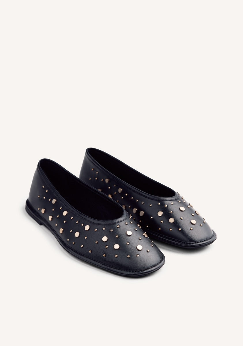 STUDDED LEATHER BALLET FLATS ACOMA