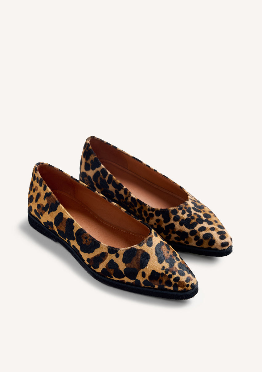 ANIMAL PRINT LEATHER BALLET FLATS BADOURA