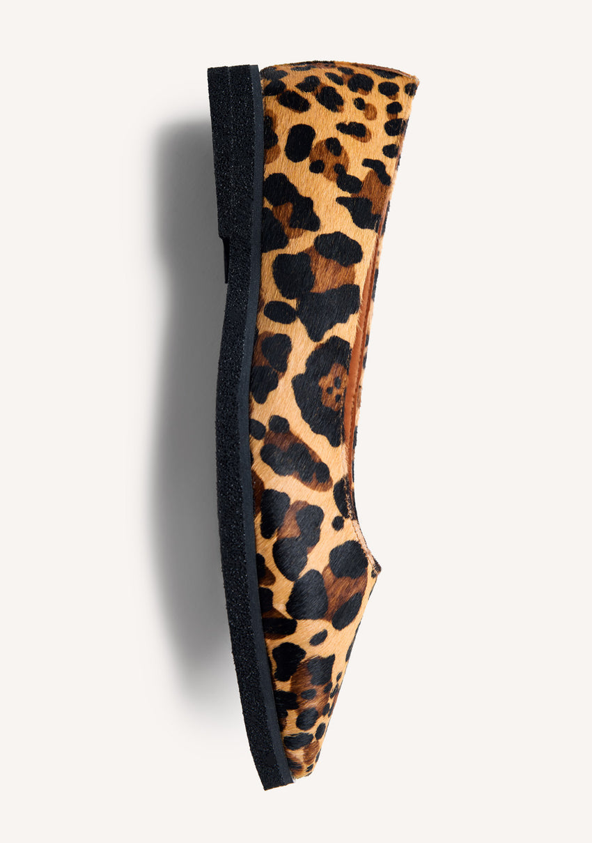 ANIMAL PRINT LEATHER BALLET FLATS BADOURA