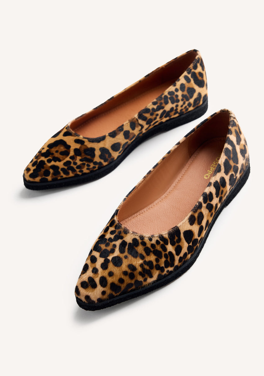 ANIMAL PRINT LEATHER BALLET FLATS BADOURA