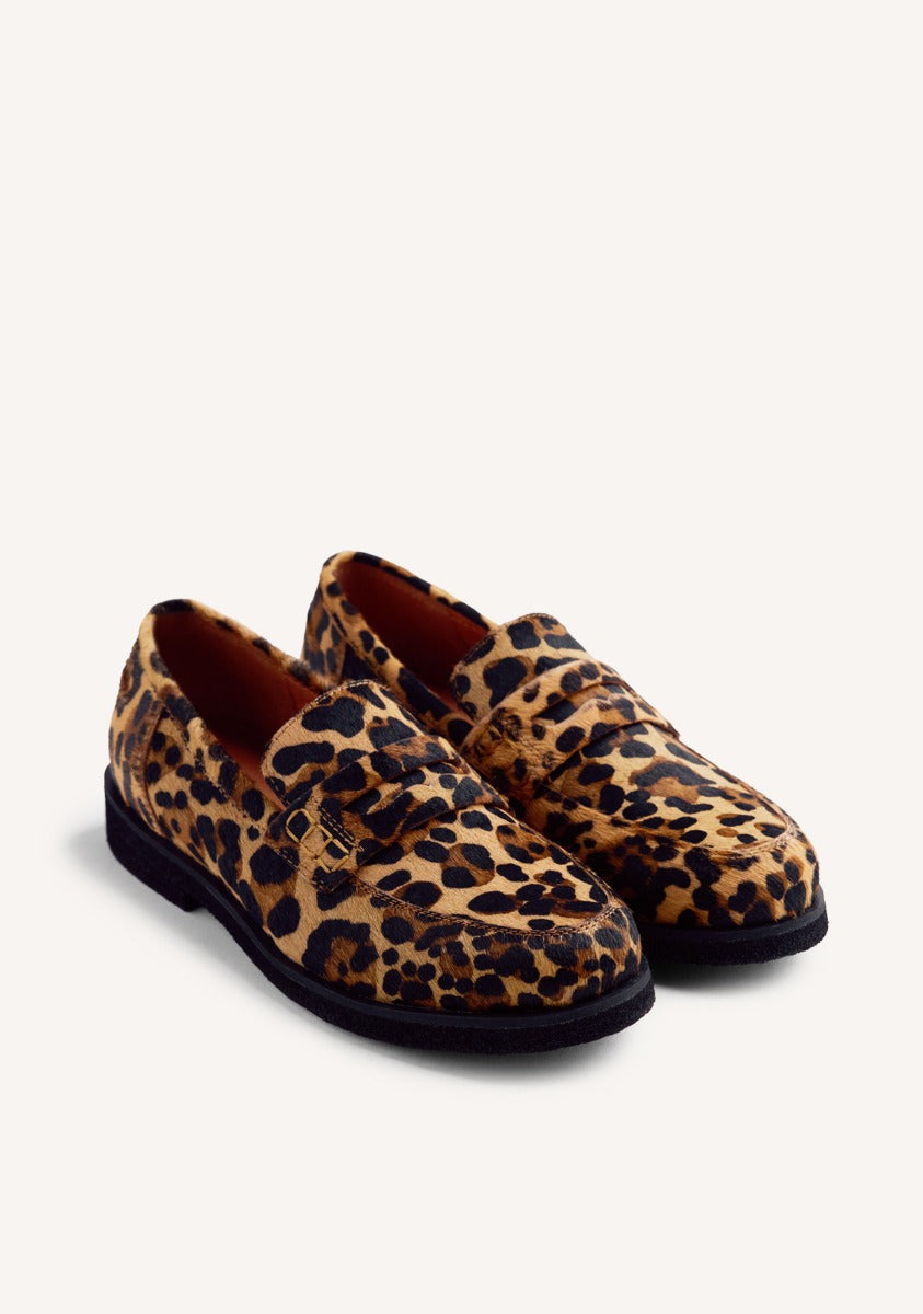 ANIMAL PRINT LEATHER LOAFERS EVELETH