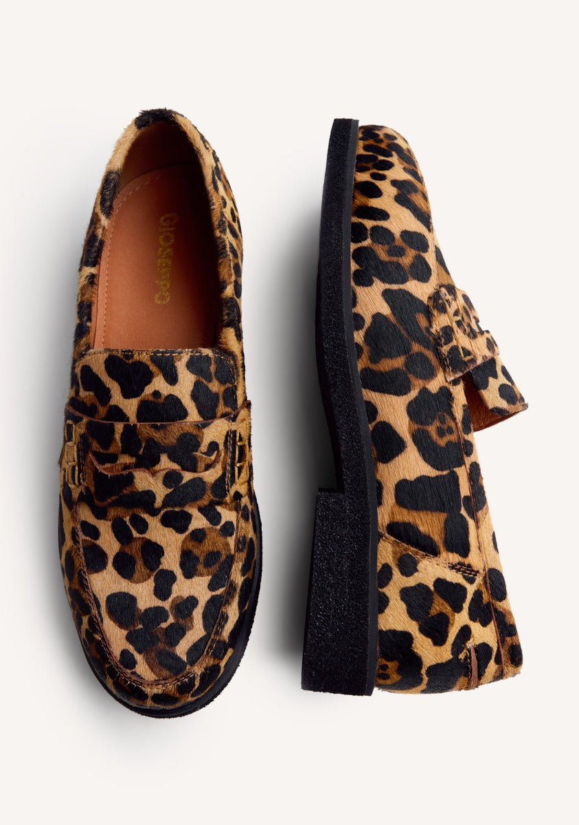 ANIMAL PRINT LEATHER LOAFERS EVELETH