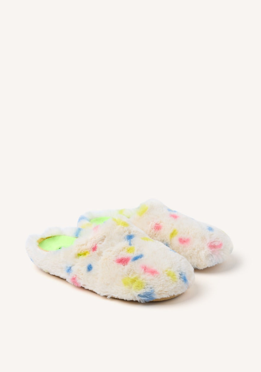 FUR HOUSE SLIPPERS POLKA DOTS SANDWELL