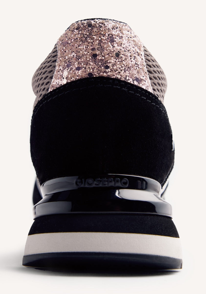 LEATHER AND MESH WEDGE SNEAKERS KEEWATIN