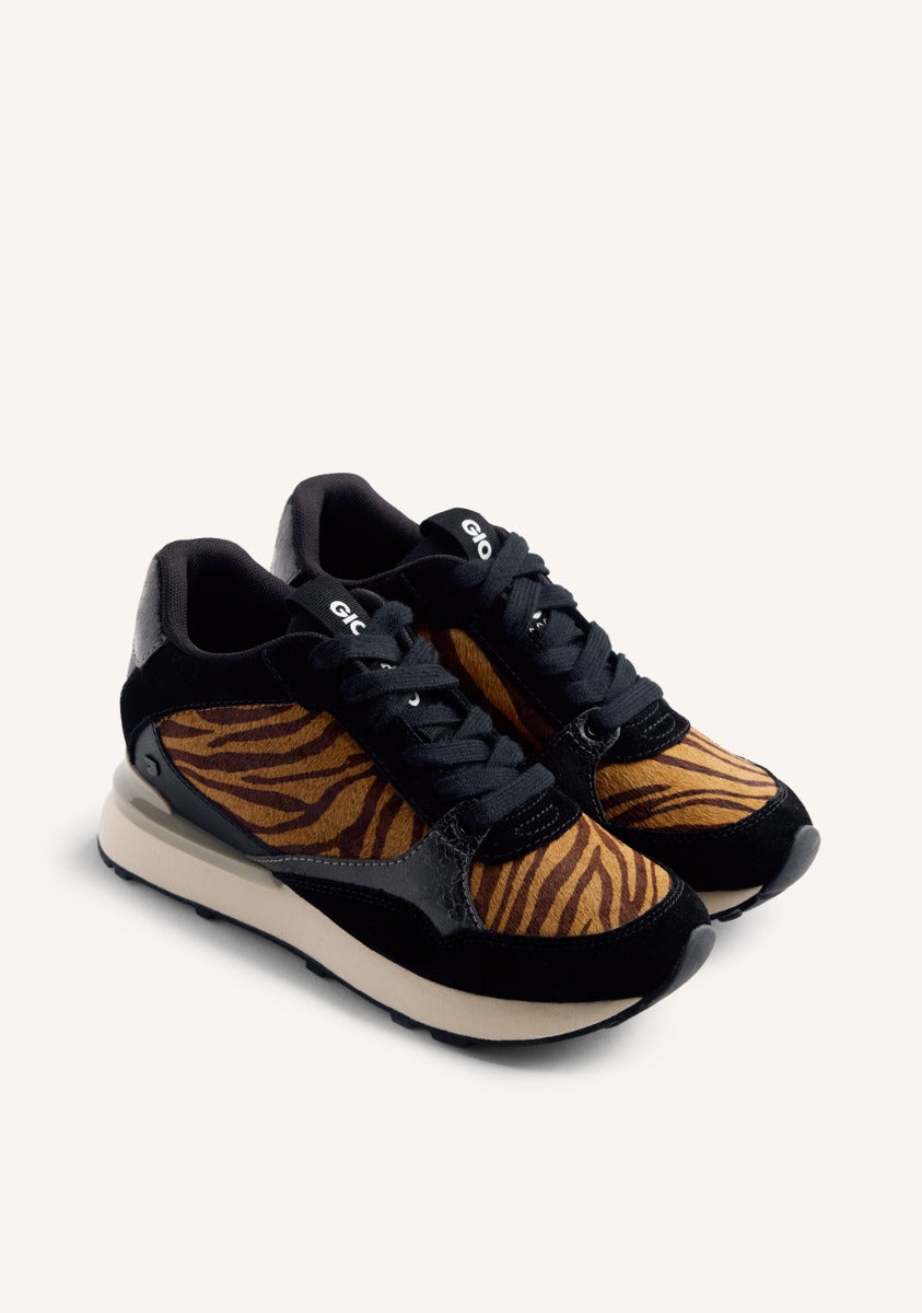 WEDGE ANIMAL PRINT LEATHER SNEAKERS BARODA