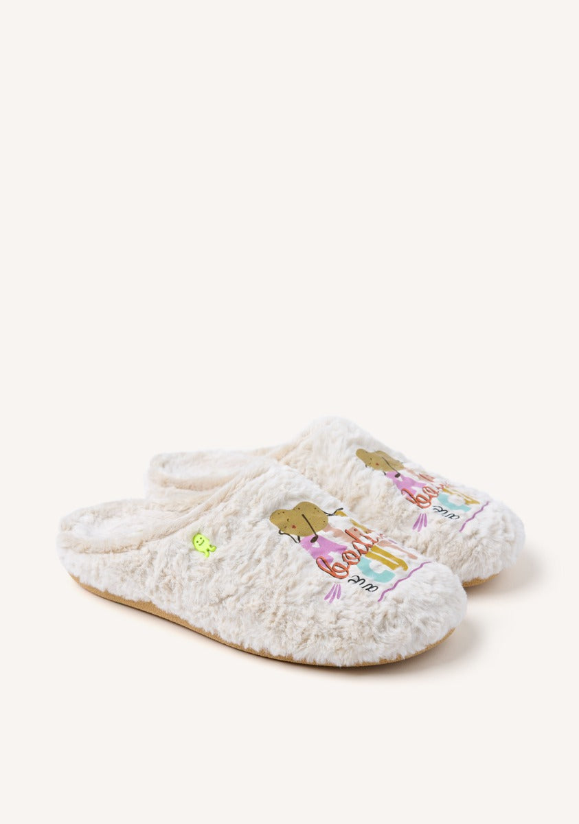 FUR HOUSE SLIPPERS PHRASE PANCRAS