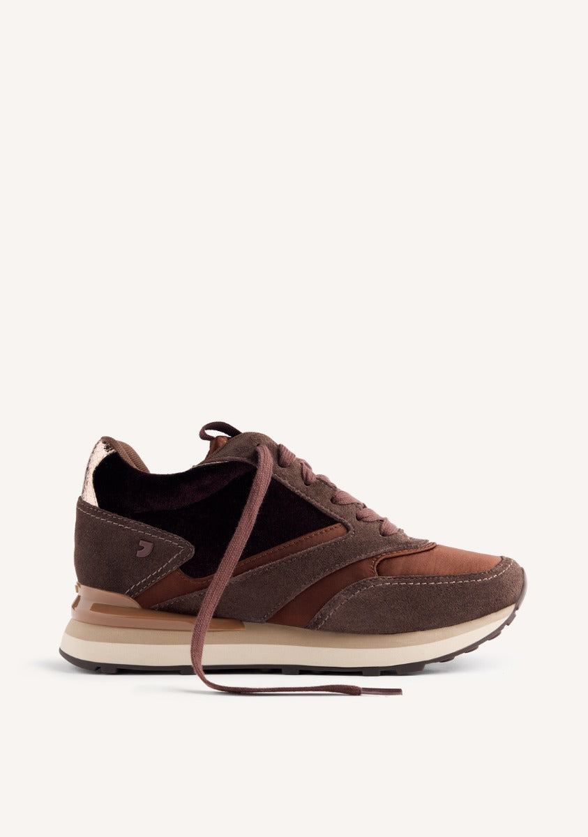 SATIN LEATHER WEDGE SNEAKERS LANDFALL