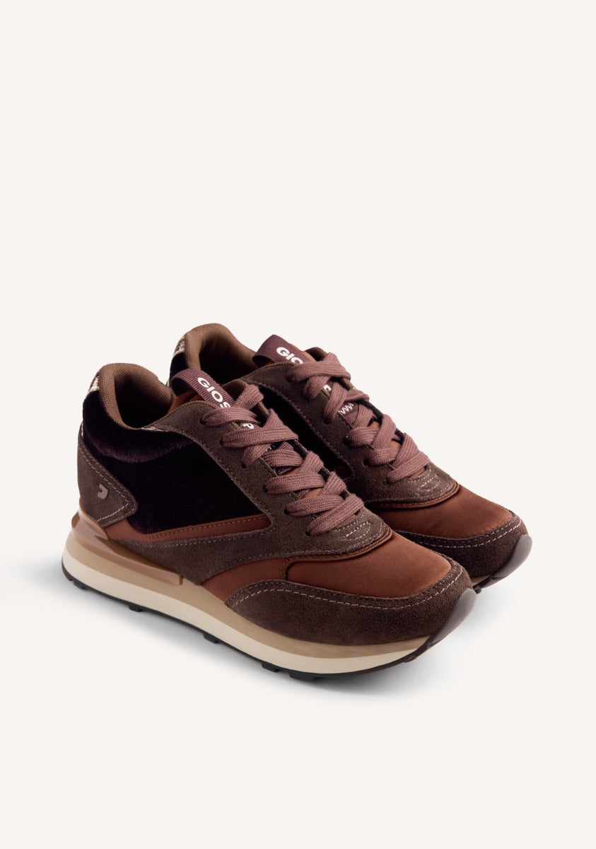 SATIN LEATHER WEDGE SNEAKERS LANDFALL