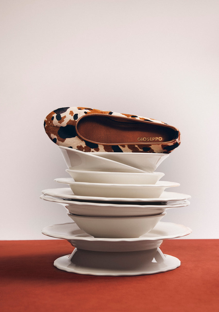 ANIMAL PRINT LEATHER BALLET FLATS UVINZA