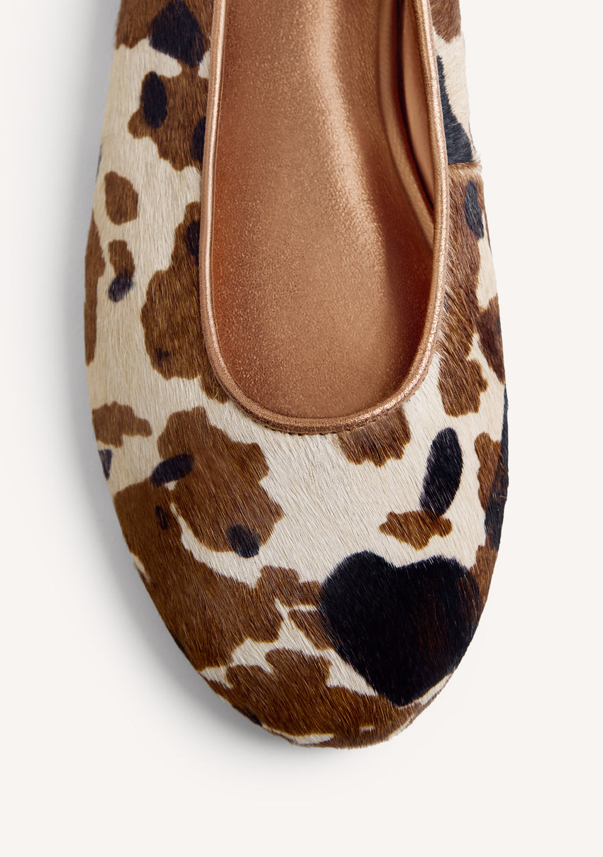 ANIMAL PRINT LEATHER BALLET FLATS UVINZA