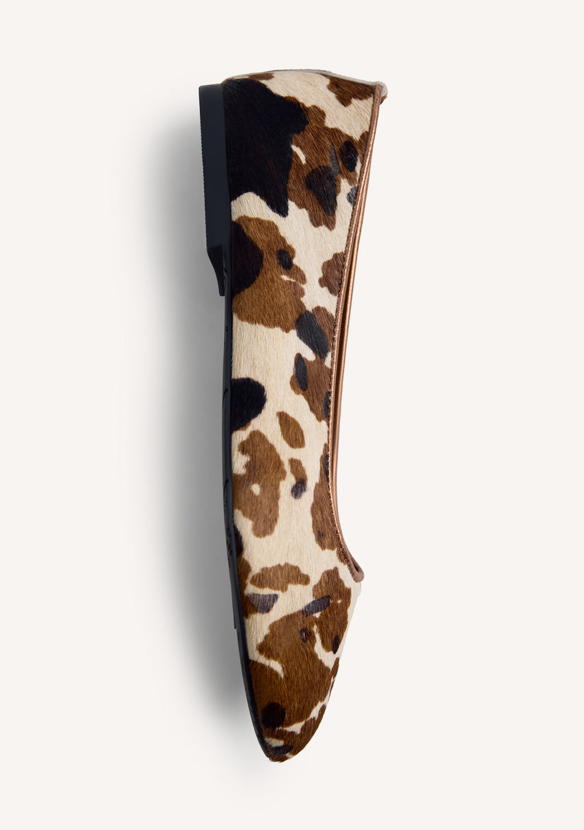 ANIMAL PRINT LEATHER BALLET FLATS UVINZA