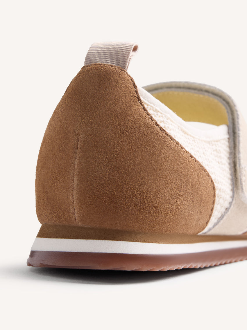 LEATHER AND CROCHET SPORTY BALLET FLATS DUNDORI