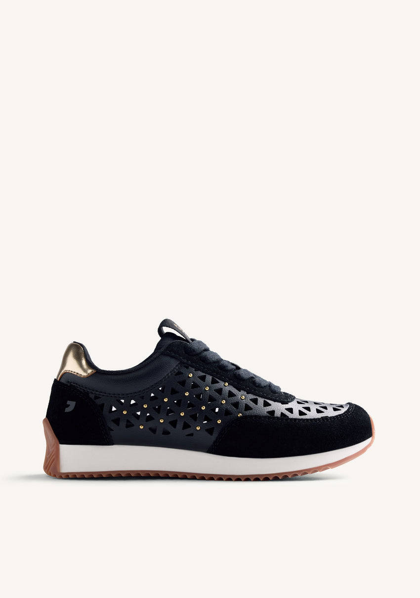STUDDED CUT-OUT LEATHER SNEAKERS CASEVILLE