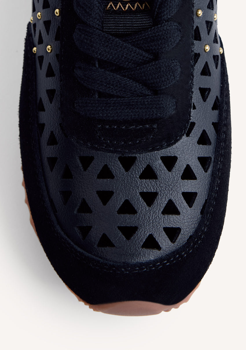 STUDDED CUT-OUT LEATHER SNEAKERS CASEVILLE