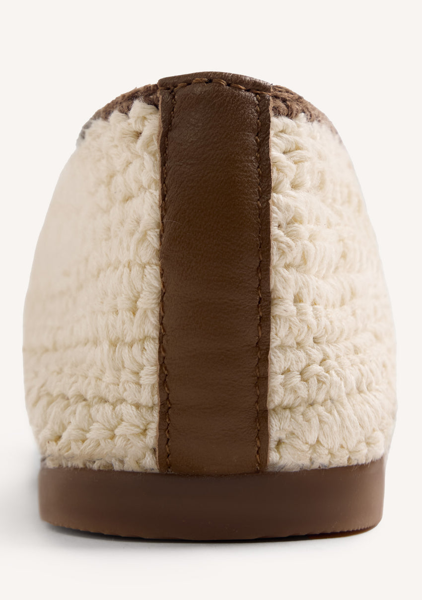 LEATHER, CROCHET AND BEAD BALLET FLATS MANYONI