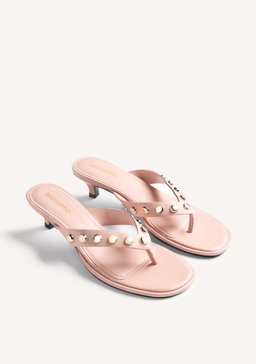 STUDDED LEATHER HEELED SANDALS SOKOTO