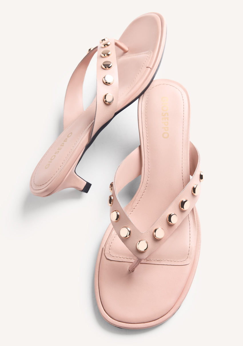 STUDDED LEATHER HEELED SANDALS SOKOTO