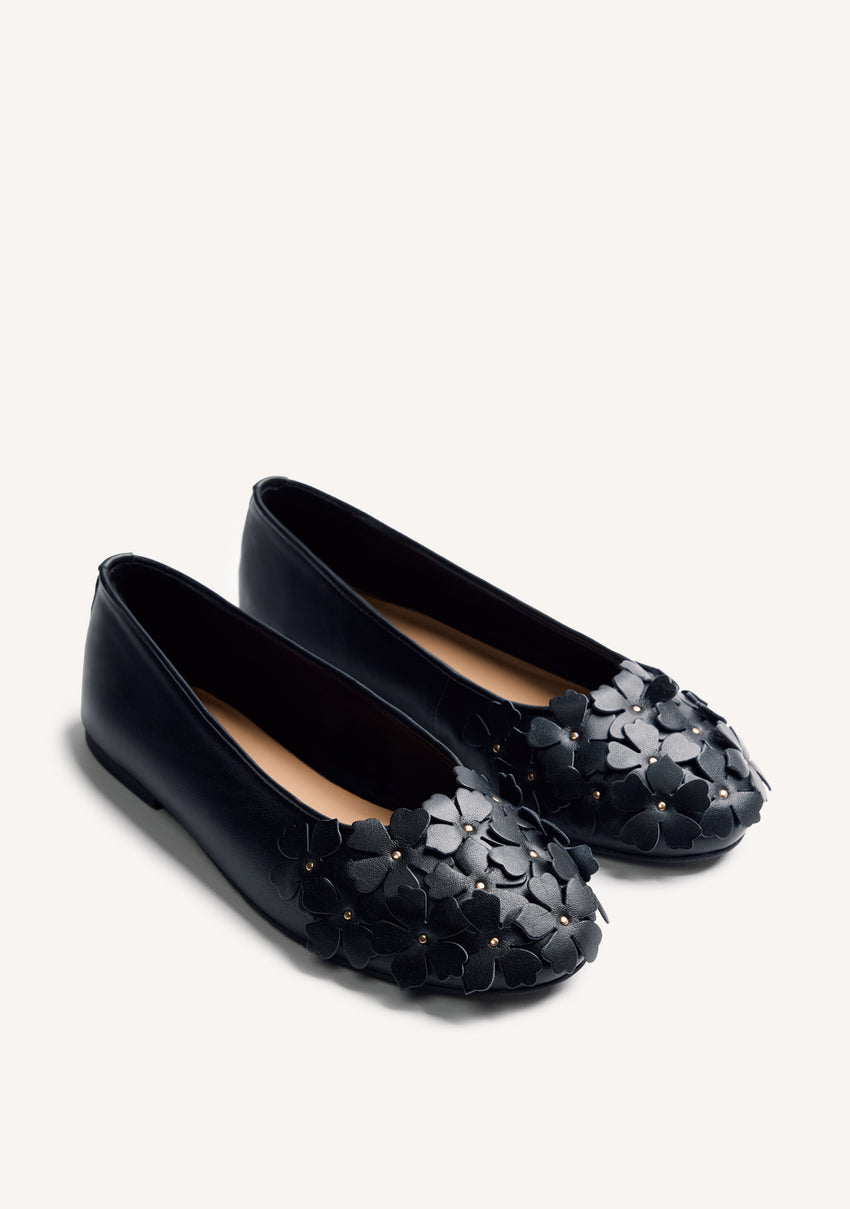 FLOWER LEATHER BALLET FLATS TOWNSEND
