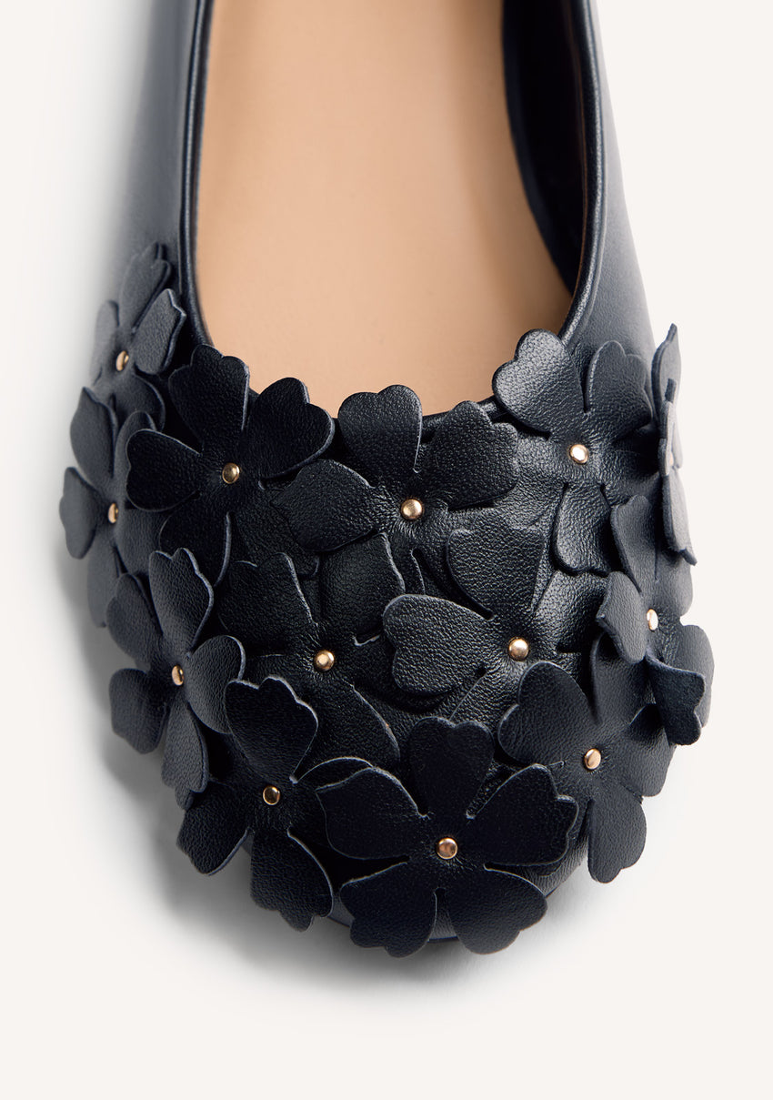 FLOWER LEATHER BALLET FLATS TOWNSEND