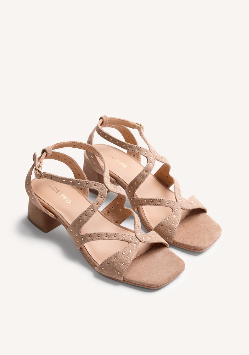 STUDDED LEATHER HEELED SANDALS WATATE