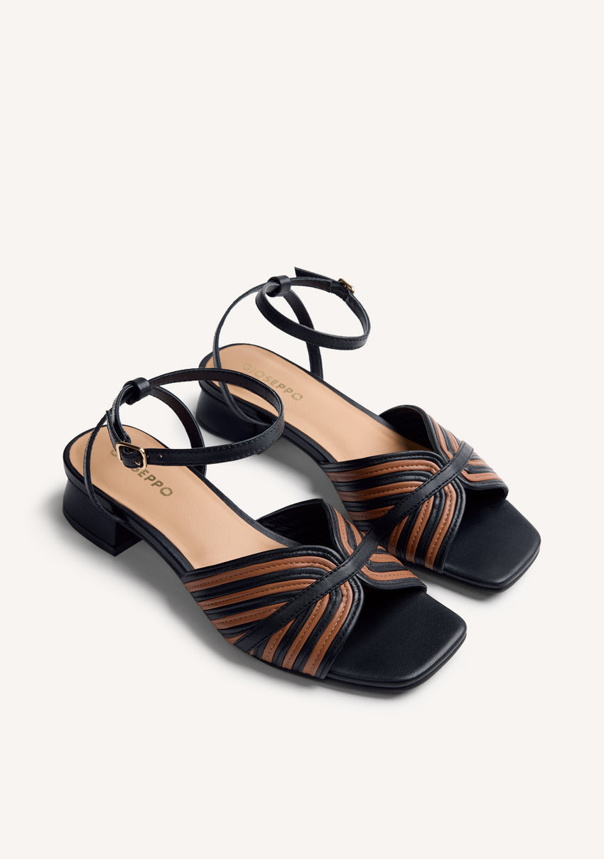 STRIPED LEATHER HEELED SANDALS BIGELOW