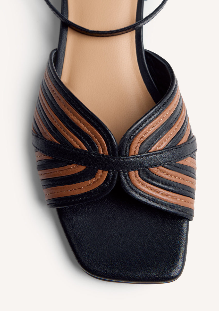 STRIPED LEATHER HEELED SANDALS BIGELOW