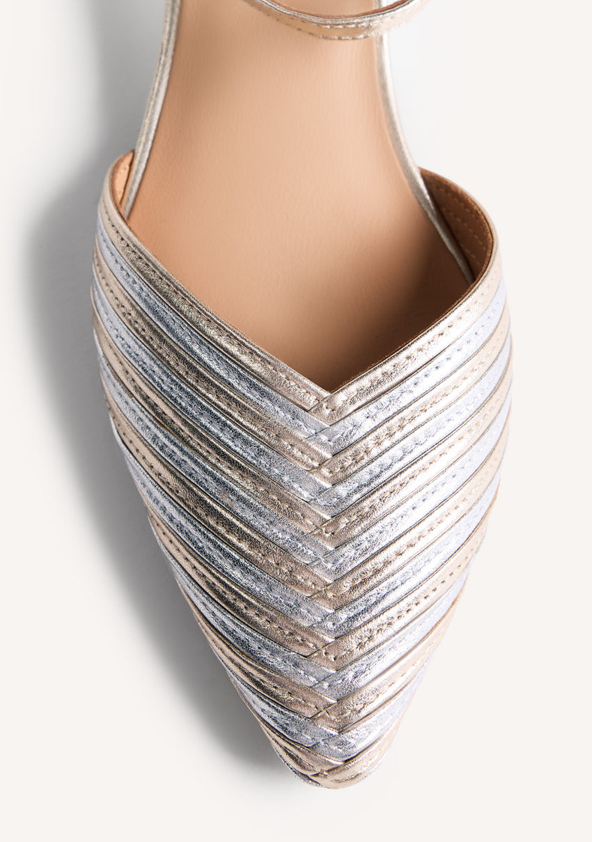 STRIPED LEATHER SLINGBACK HEELED SHOES CLAWSON