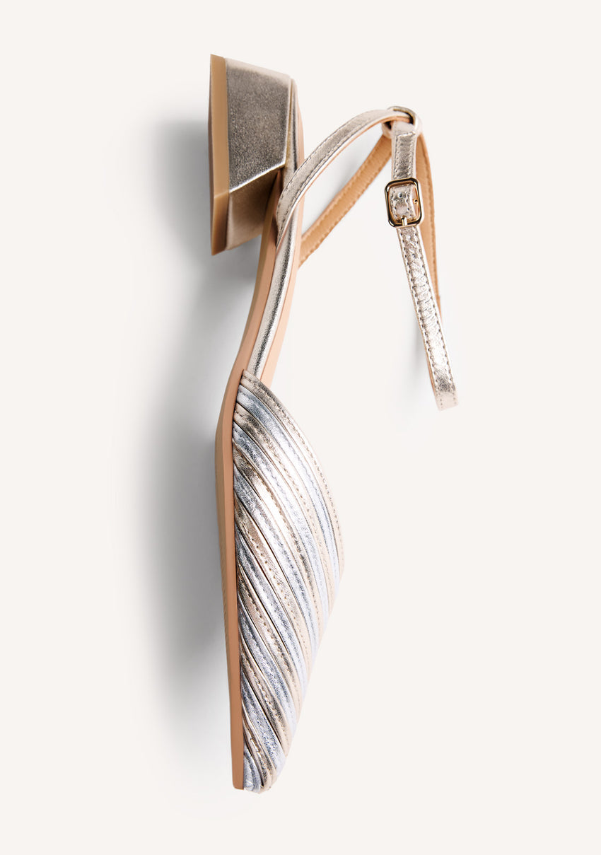 STRIPED LEATHER SLINGBACK HEELED SHOES CLAWSON