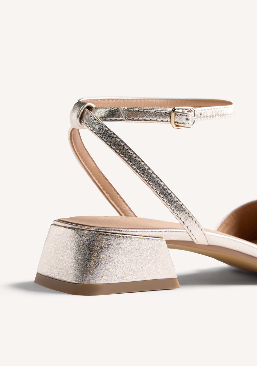 STRIPED LEATHER SLINGBACK HEELED SHOES CLAWSON