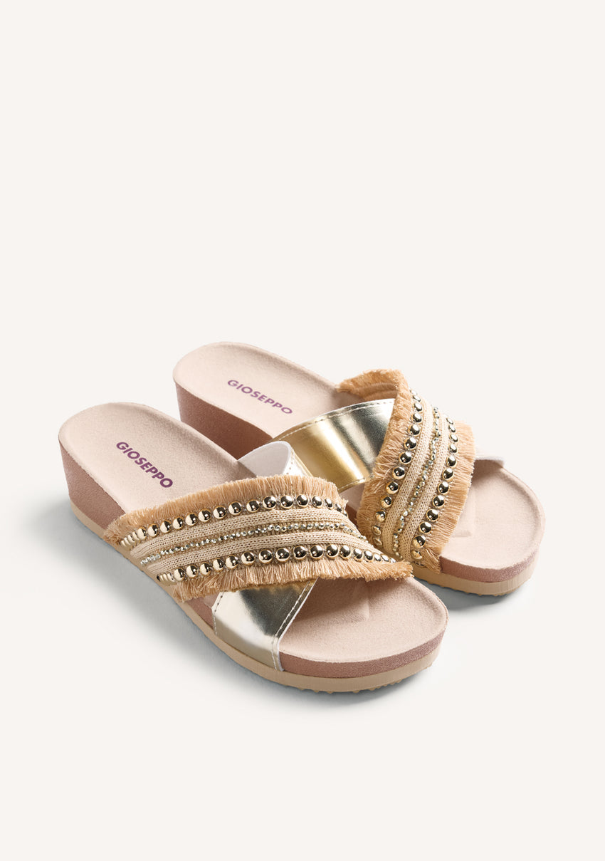 STUDS AND FRINGES BIO WEDGE SANDALS SUMBAWA