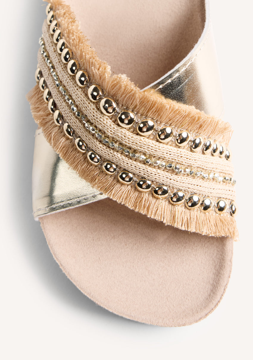 STUDS AND FRINGES BIO WEDGE SANDALS SUMBAWA