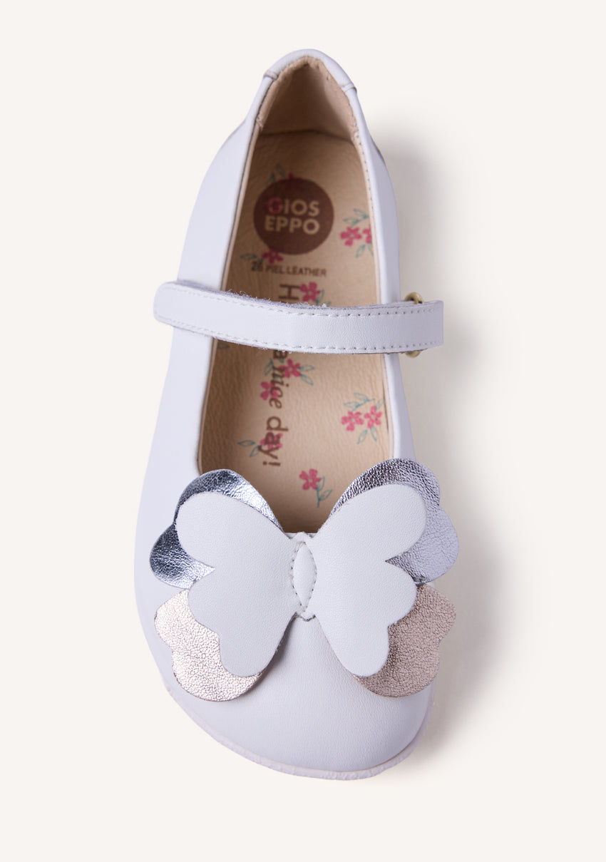 GIOSEPPO BAREFOOT - SHINY LEATHER BALLET FLATS WITH BUTTERFLY KILGORIS