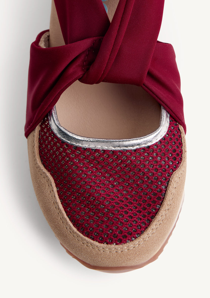 LEATHER AND MESH OPEN WEDGE SNEAKERS SAGAY