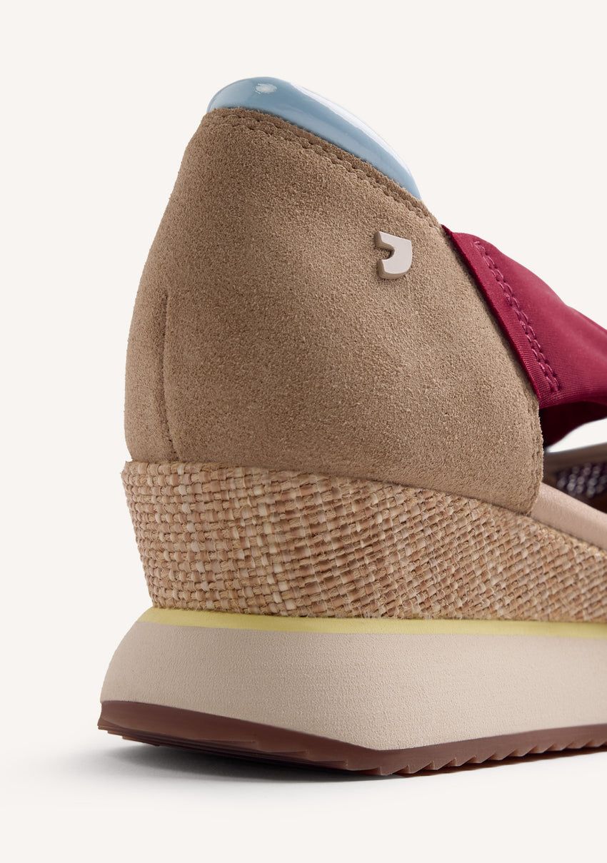 LEATHER AND MESH OPEN WEDGE SNEAKERS SAGAY