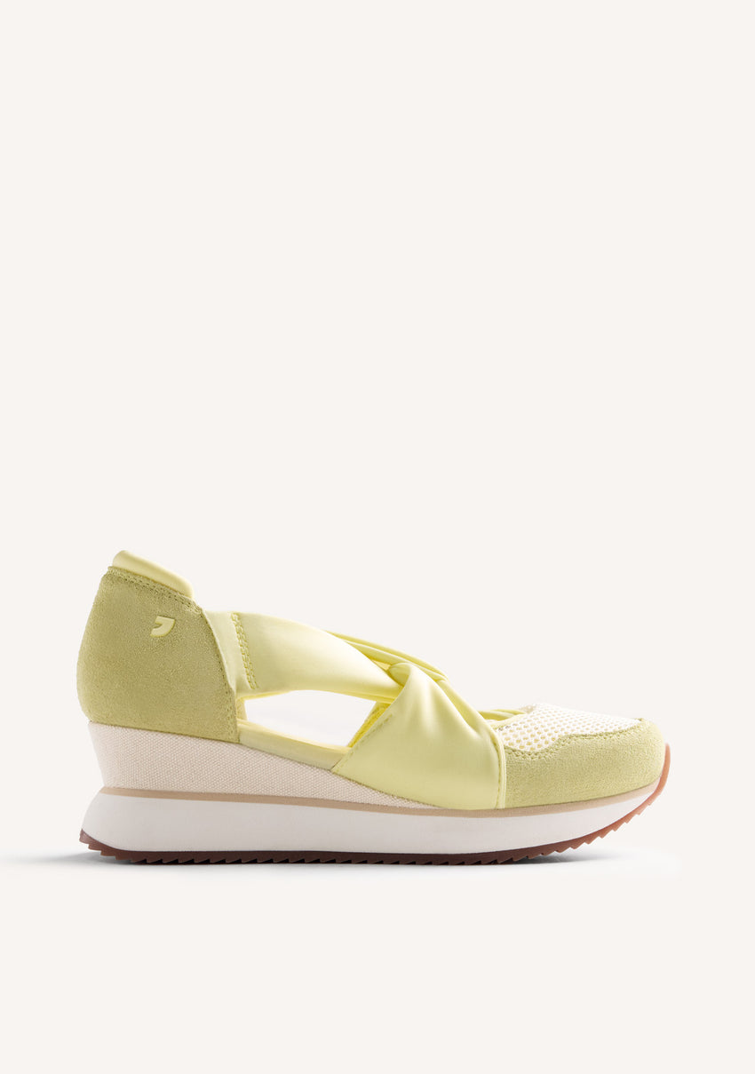 LEATHER AND MESH OPEN WEDGE SNEAKERS TUHELJ