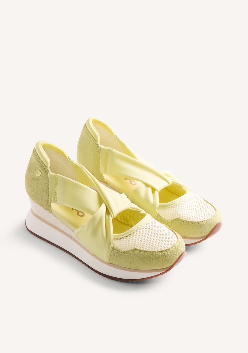 LEATHER AND MESH OPEN WEDGE SNEAKERS TUHELJ