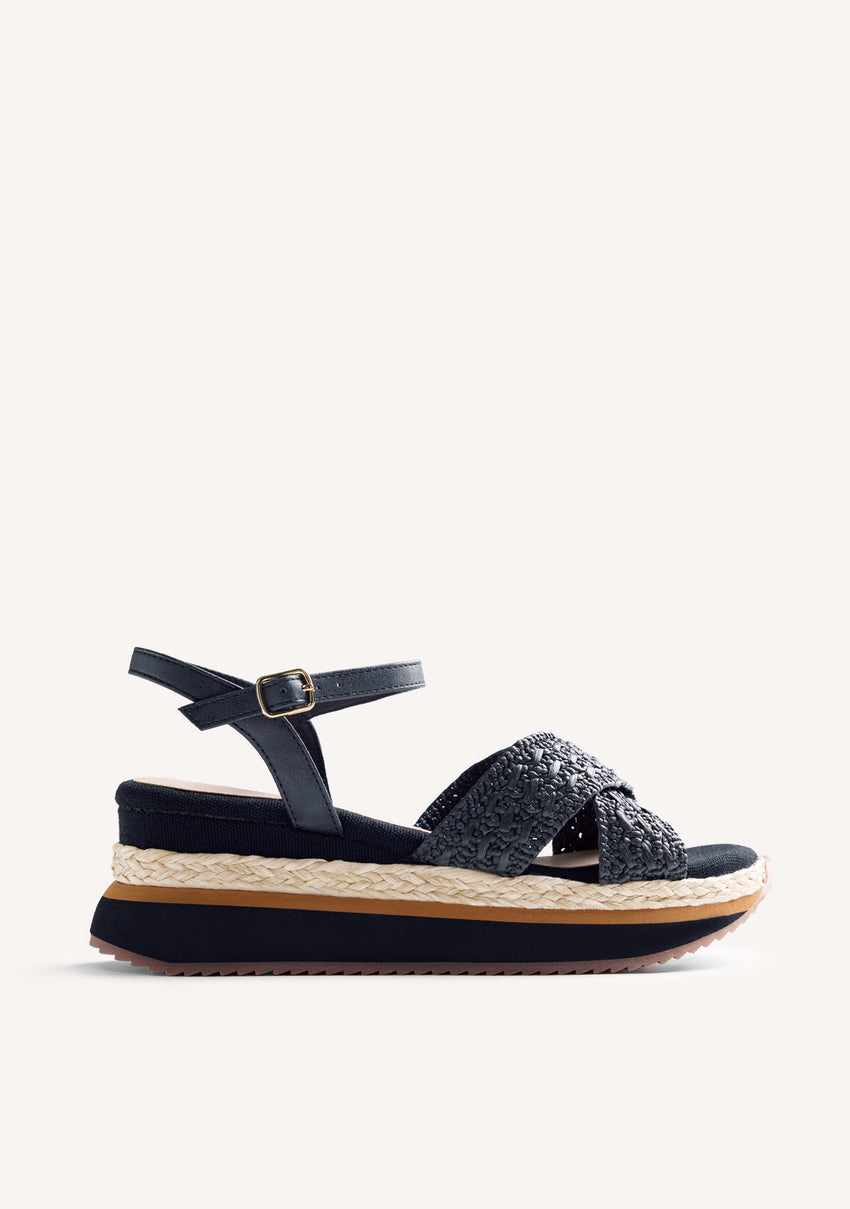 RAFFIA WEDGE CROCHET SANDALS TREVELIN