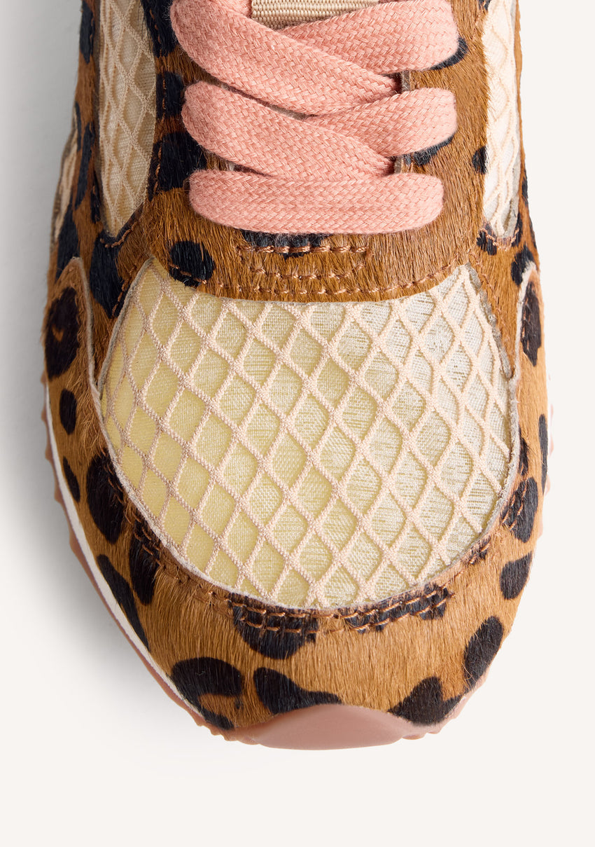 ANIMAL PRINT LEATHER AND MESH SNEAKERS SEEKONK